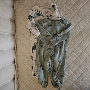 Dinosaur Print Baby Onesies Pair